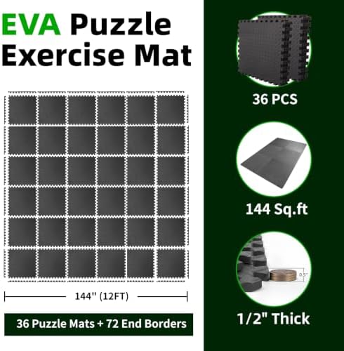 Art3d 36-Pack 24"x24" EVA Interlocking Exercise Mats, 144 Sq.Ft - Image 2