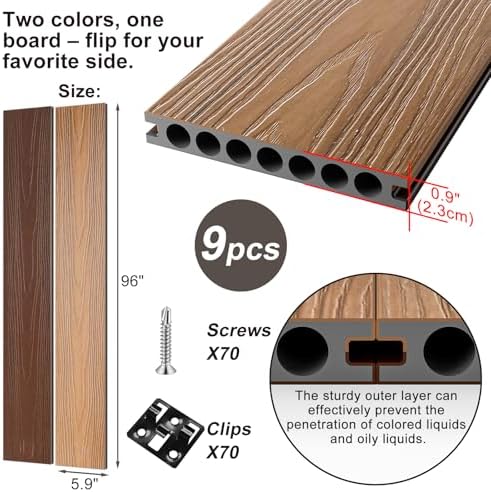 Circle Hole Composite Decking Boards 8ft 9 Pcs - Image 2