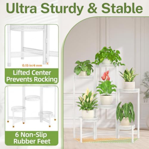 iDavosic.ly Plant Stand Indoor Outdoor, 6 Tier Iron Corner Shelf - Image 5