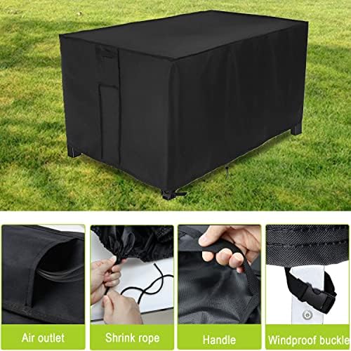Waterproof Fire Pit Cover Rectangular 45"L x 23"W x 25"H Black - Image 2