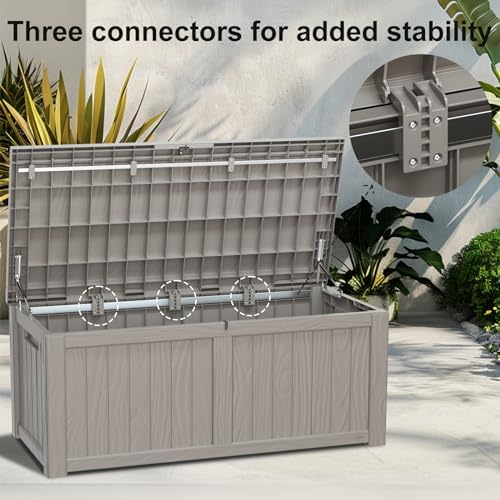 PatioZen 150 Gallon Deck Box, Resin Outdoor Storage Box - Image 7