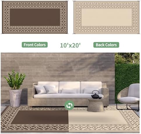 GENIMO Outdoor Rug, Waterproof Plastic Rugs 10'x20' - Image 4