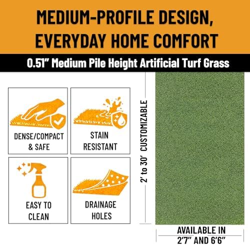 Ottomanson Artificial Turf for Backyard, Training & Outdoor Use 78" x 22' - Image 6