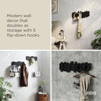 Umbra Sticks Wall Mount Coat Rack, 5 Hook Retractable Pegs - Image 4