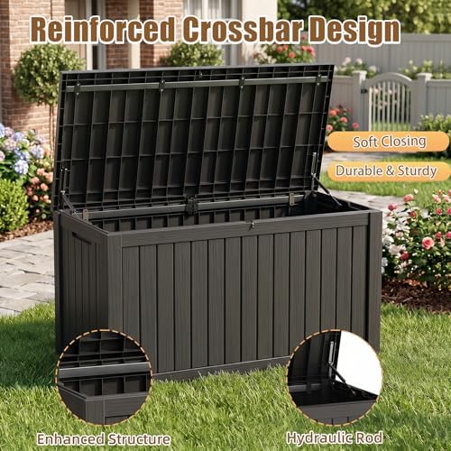 280 Gallon Outdoor Storage Box, Large Patio Deck Box, Tool Storage Bin - Image 4