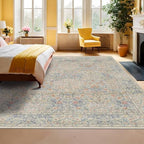 Hazo Haus Washable Beige Blue 8x12 Large Area Rug - Image 3