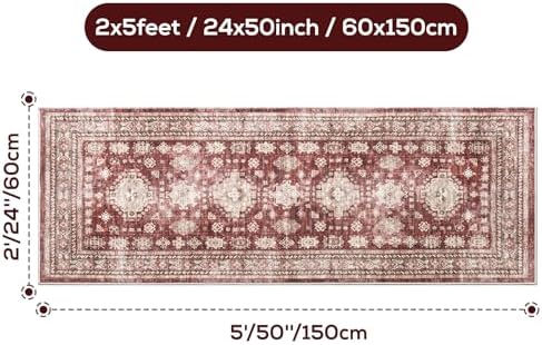 2x5 Runner Rug Washable Non Slip Small Throw Mat - Image 2