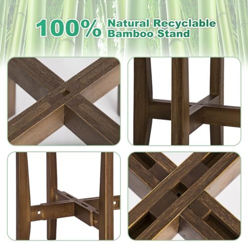 Rnined Plant Stand Indoor, Bamboo Plant Shelf, Adjustable Corner Plants Flower - Image 5