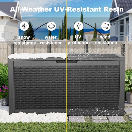 PatioZen 100 Gallon Deck Box Lockable Waterproof Outdoor Storage Black - Image 4