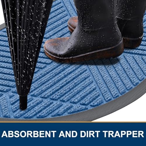 Smiry Half Circle Front Door Mat Outside Entrance, Rubber Doormat - Image 3