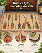 Lake House Welcome Front Door Mat, Boho Vintage Boat Paddle - Image 4