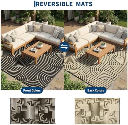 Garvee Reversible Rainbow Outdoor Rug 5x8 - Image 5