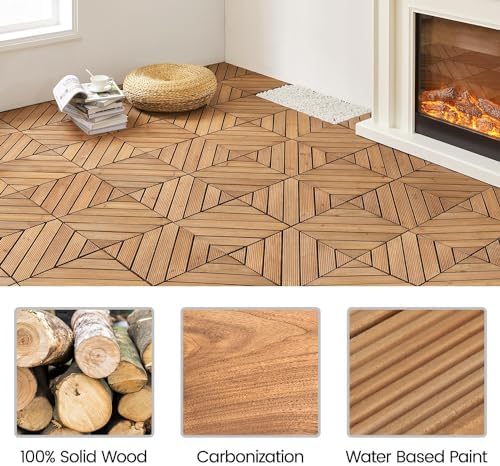 Yaheetech 27PCS Wooden Flooring Patio Deck Tiles Interlocking Tiles Patio Solid - Image 4