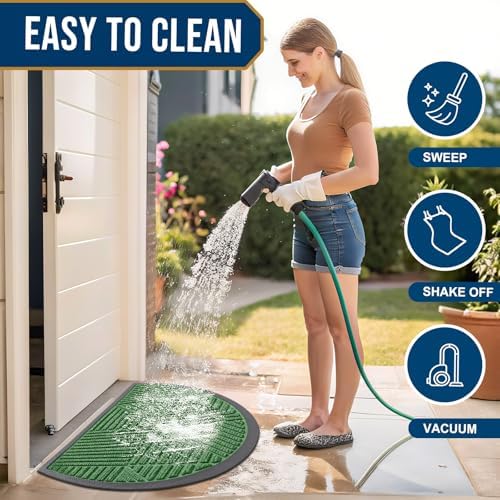 Smiry Half Circle Front Door Mat Outside Entrance, Rubber Doormat - Image 6