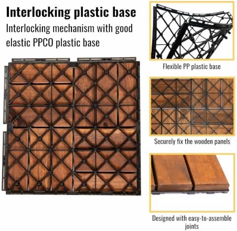 Acacia Wood Interlocking Deck Tiles - Image 5