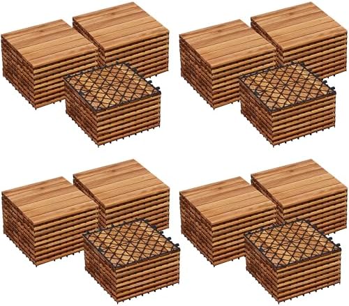 Yaheetech 108PCS Deck Tiles Acacia Wood Interlocking Outdoor Flooring by Yaheetech