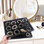 Julysky 2Pcs 12 Grids Stackable Jewelry Organizer Trays - Image 4