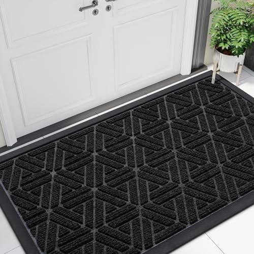 Smiry Front Door Mat Outside Entrance, Low Profile Rubber Doormat by Smiry