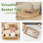 Key Basket for Entryway Table, Rattan Tray Rectangular Key Holder - Image 3