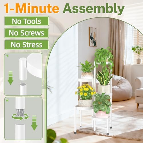iDavosic.ly Plant Stand Indoor Outdoor, 5 Tier Metal Corner Shelf - Image 2