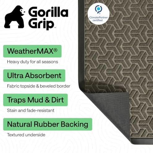 GORILLA GRIP WeatherMAX Door Mat, Indoor Outdoor Use - Image 3