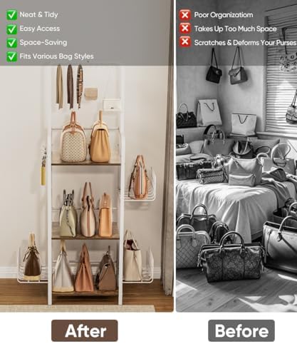 3-Tier Tall Purse Organizer Rack Stand, Bag Storage Holder - Image 7