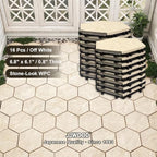 JJWOOD Hexagonal Stone-Look Interlocking Deck Tiles, Matte Rock Texture Outdoor - Image 4
