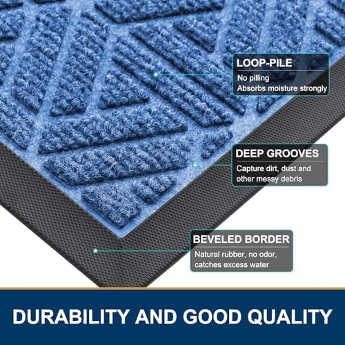Smiry Front Door Mat Outside Entrance, Low Profile Rubber Doormat - Image 4