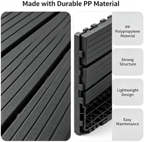 44 Pack Gray 12x12 Outdoor Interlocking Plastic Deck Tiles, Waterproof All - Image 6