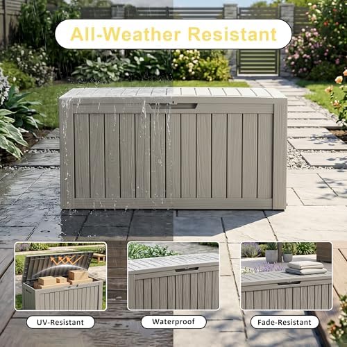140 Gallon Outdoor Storage Box, Deck Box Waterproof, Toy Storage Bin - Image 3