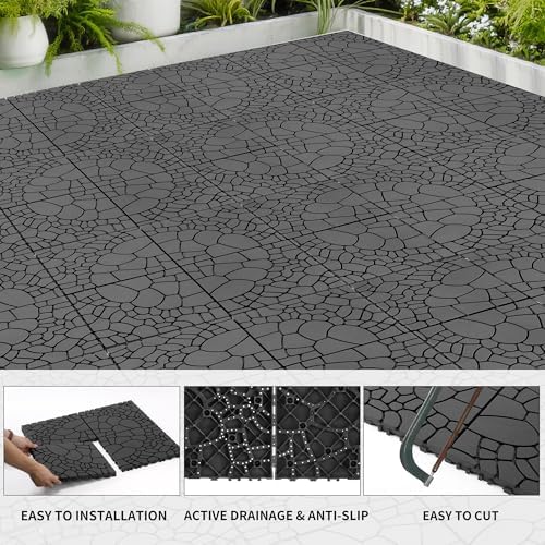 Plastic Interlocking Deck Tiles, 44 Pack | Waterproof, Indoor and Outdoor - Image 5