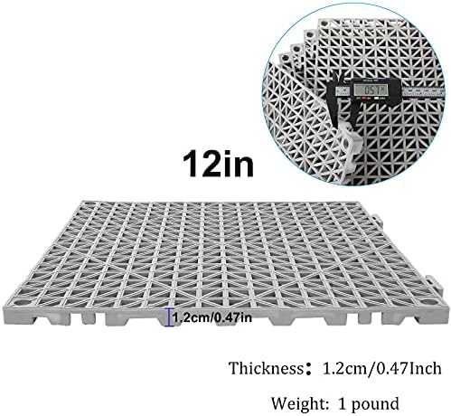 12 Pack 12" x 12" Interlocking Rubber Bathroom Flooring Tiles Non-Slip Splicing - Image 2