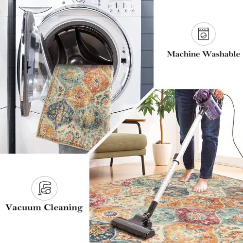 Lahome Moroccan Washable Circle Rug, Soft Vintage Round Rug 4ft Kitchen - Image 3