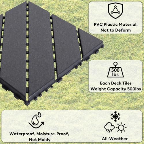 44 Pack Plastic Interlocking Patio Deck Tiles Waterproof All Weather - Image 5