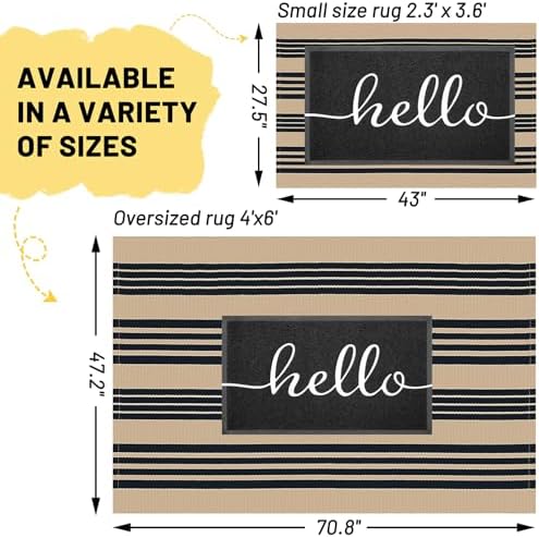 KILOCOCO Striped Rug 4x6 ft Washable Woven Front Door Rug - Image 2