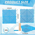 Barydat 72 Pcs 12x12 Garage Floor Tiles Interlocking Drainage, Light Blue - Image 2