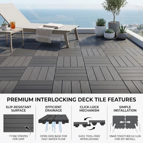 44 PCS 12"x12" Interlocking Deck Tiles - Image 3