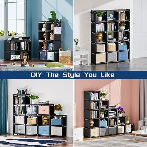 Mavivegue Bookshelf, 15 Cube Storage Organizer, Book Shelf Organizer - Image 3