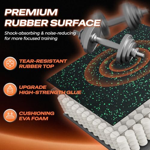 SUPERJARE 0.56'' Thick 24 Sq Ft Rubber Top Gym Flooring - Image 5