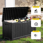 PatioZen 75 Gallon Resin Deck Box, Lockable Outdoor Storage Box - Image 4