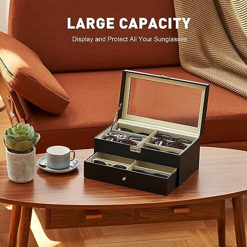 CO-Z Sunglasses Organizer with 12 Slots, 2 Story Leather Multi Sunglasses - Image 3