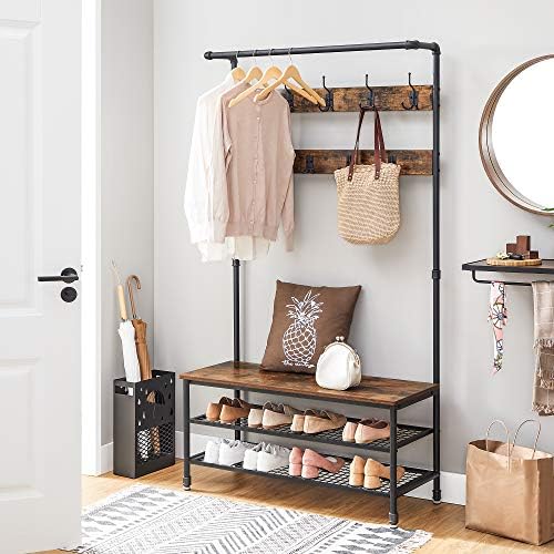 VASAGLE Coat Rack and Storage Bench, Hall Tree - Image 2