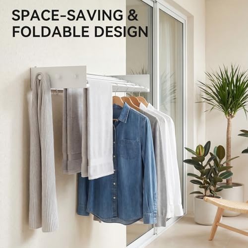 Extra Wide 40" Laundry Drying Rack, Expandable Wall Mounted Clothes Drying Rack - Image 7