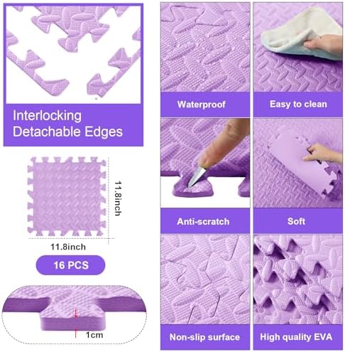 Shihanee 16 Foam Floor Interlocking Tiles, 11.8 x 11.8 Inch - Image 2