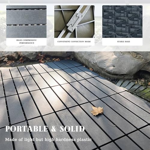 44 Pack Plastic Interlocking Patio Deck Tiles Waterproof All Weather - Image 2