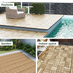BEEFURNI Interlocking Acacia Wood Deck Tiles 12x12, Natural Yellow - Image 2