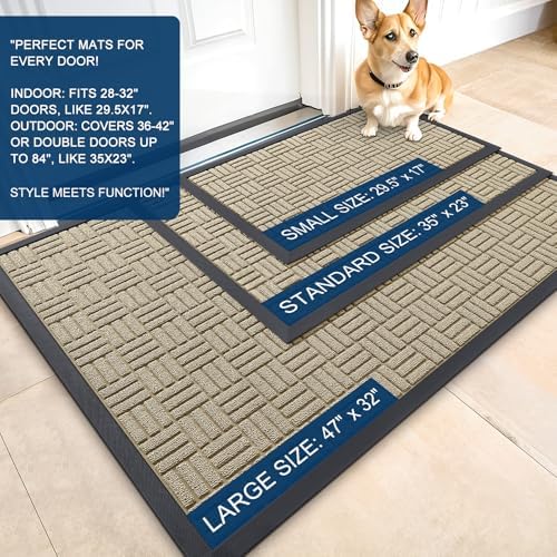 OLANLY Front Door Mat Outside Entrance 47x23, Heavy-Duty Rubber Doormat - Image 2