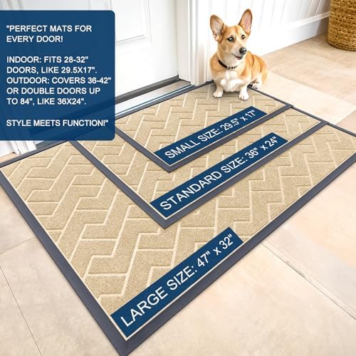 OLANLY Front Door Mat Outside 47x23, All-Season Absorbent Rubber Doormat - Image 2