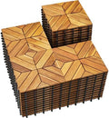 PrimeZone 54 PCS Solid Acacia Wood Interlocking Patio Deck Tiles Outdoor by PrimeZone