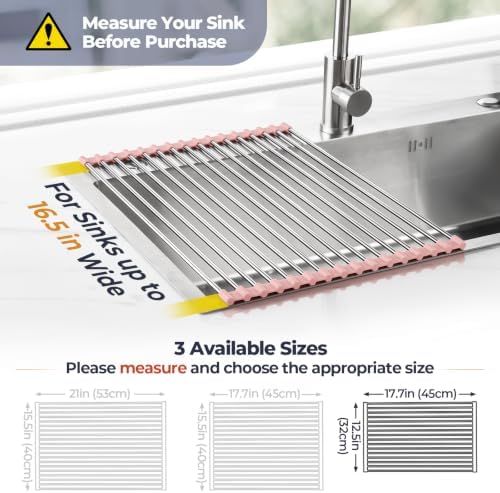 Tomorotec Roll Up Dish Drying Rack Over Sink, 304 Steel - Image 4